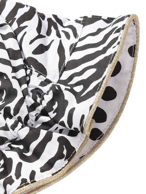 Girls White and Black Printed Cap image number 4